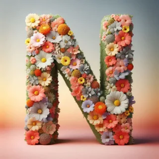 Spring flowers — letter N (variant 2)