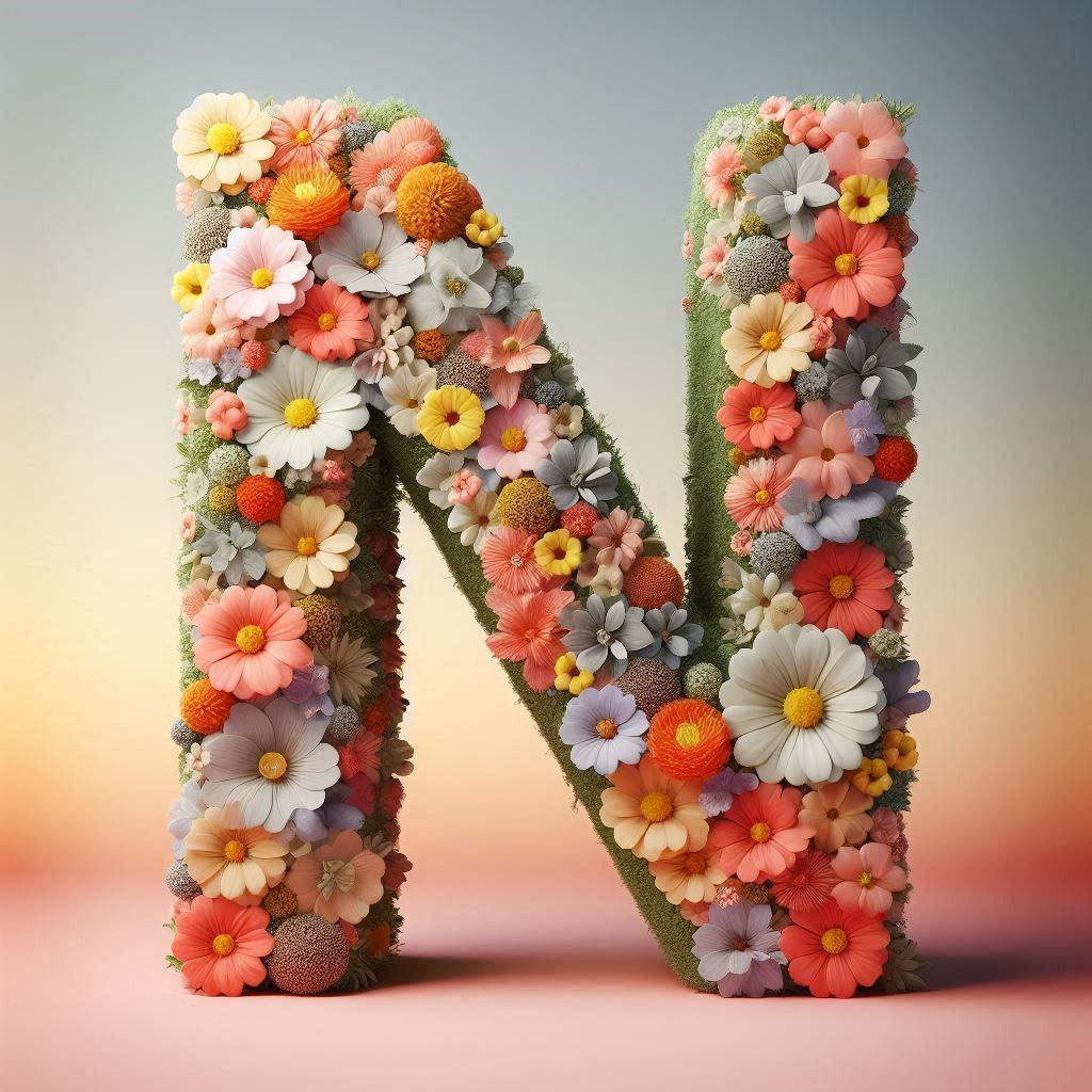 Spring flowers — letter N (variant 2)
