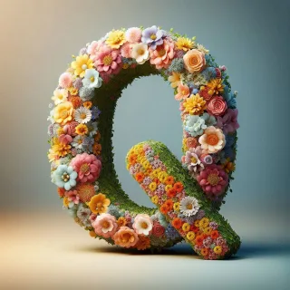 Spring flowers — letter Q (variant 2)