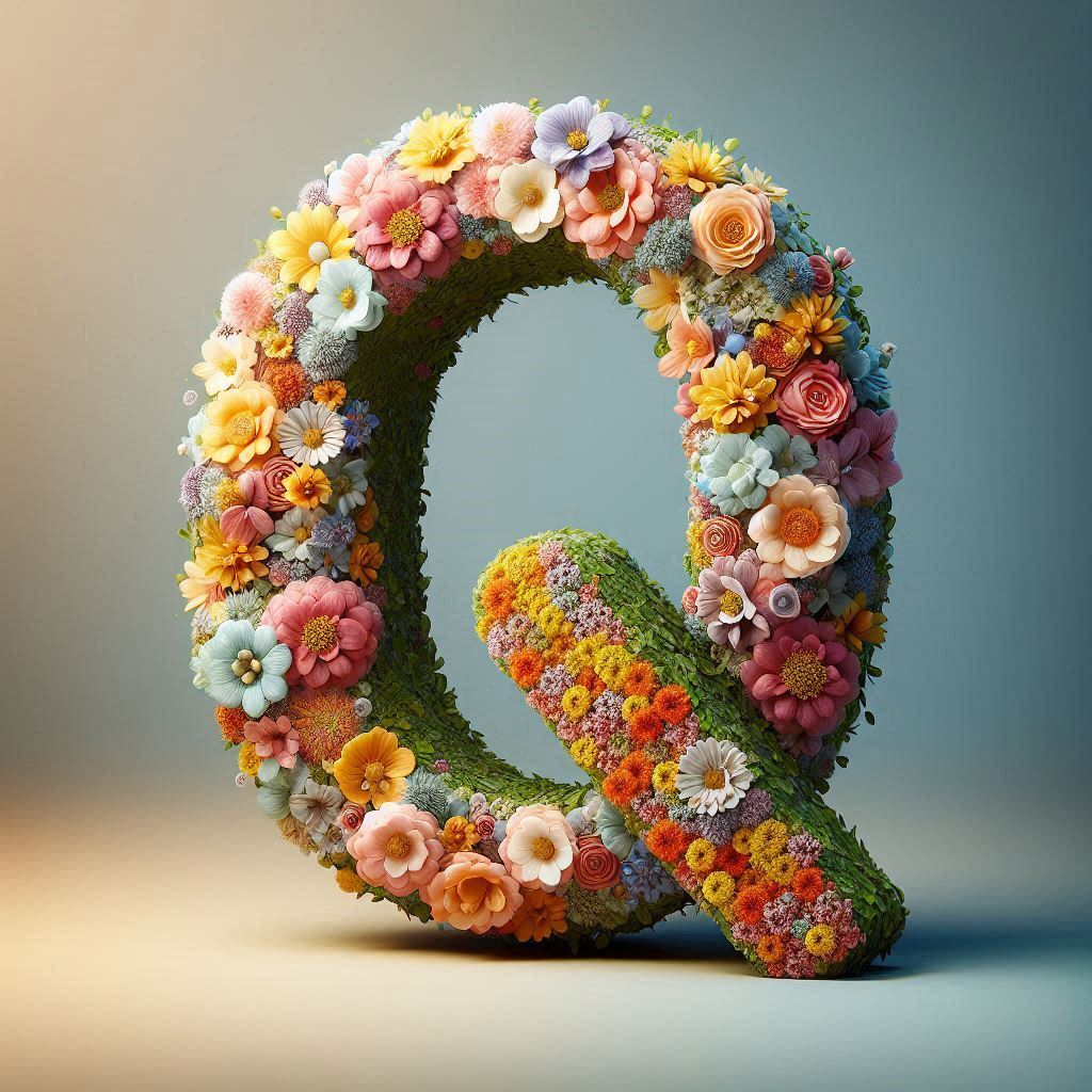 Spring flowers — letter Q (variant 2)