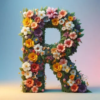 Spring flowers — letter R (variant 2)