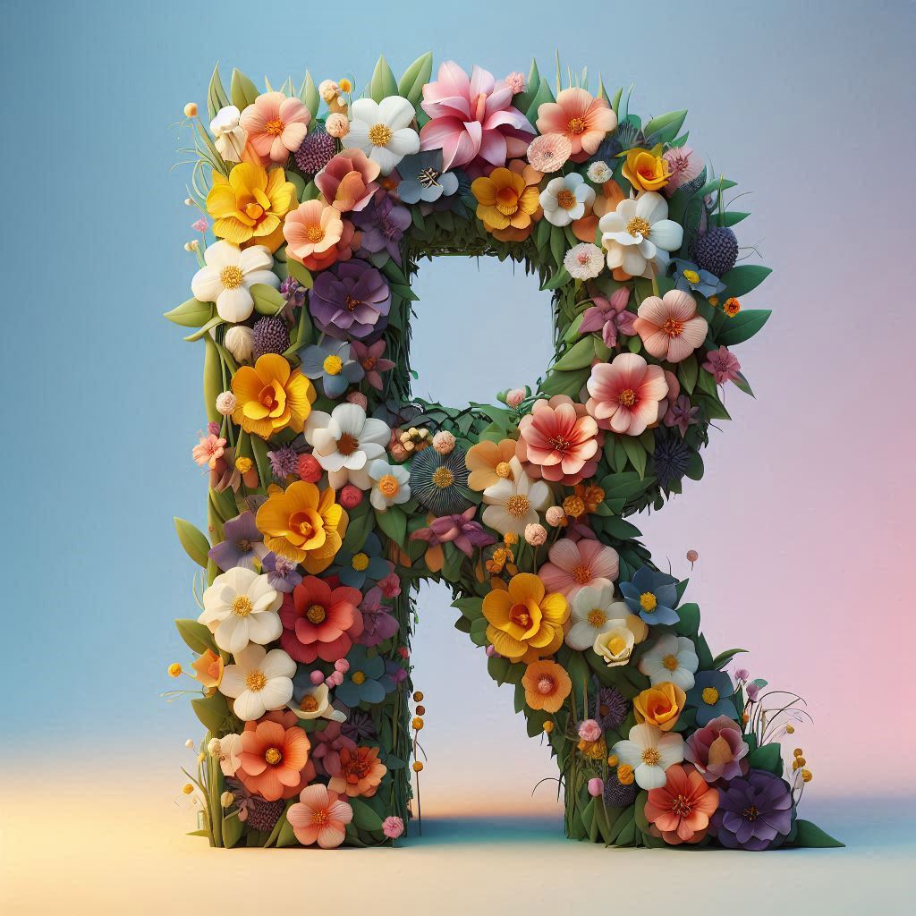 Spring flowers — letter R (variant 2)