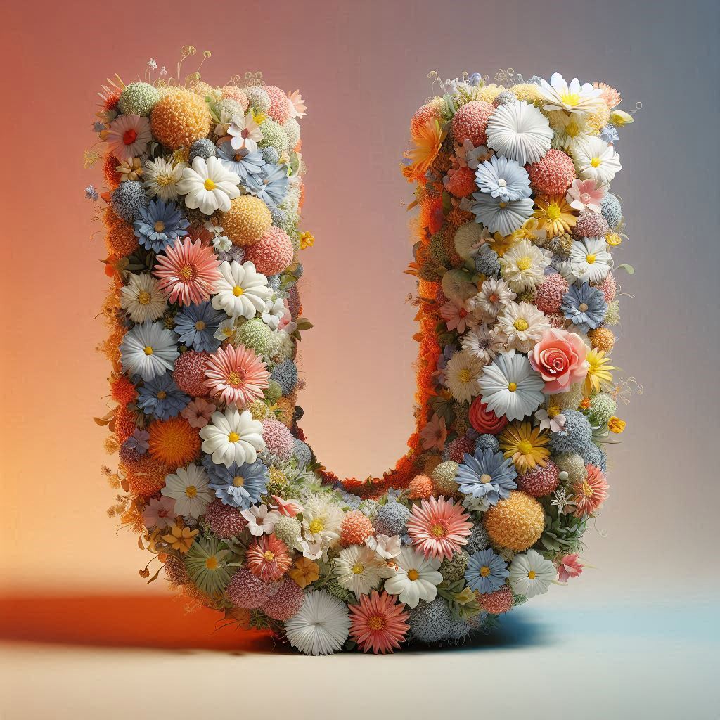 Spring flowers — letter U (variant 2)