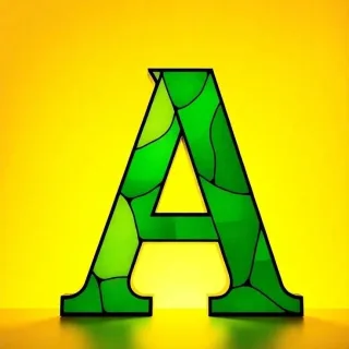 Stained glass green — letter A