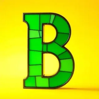 Stained glass green — letter B