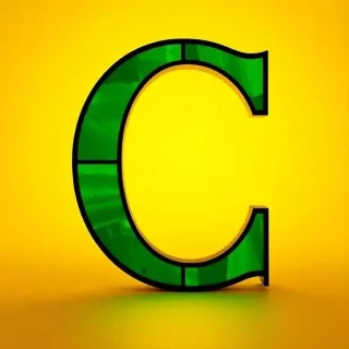 Stained glass green — letter C