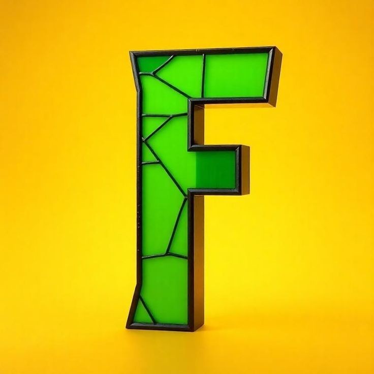 Stained glass green — letter F
