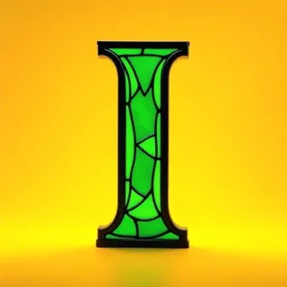 Stained glass green — letter I