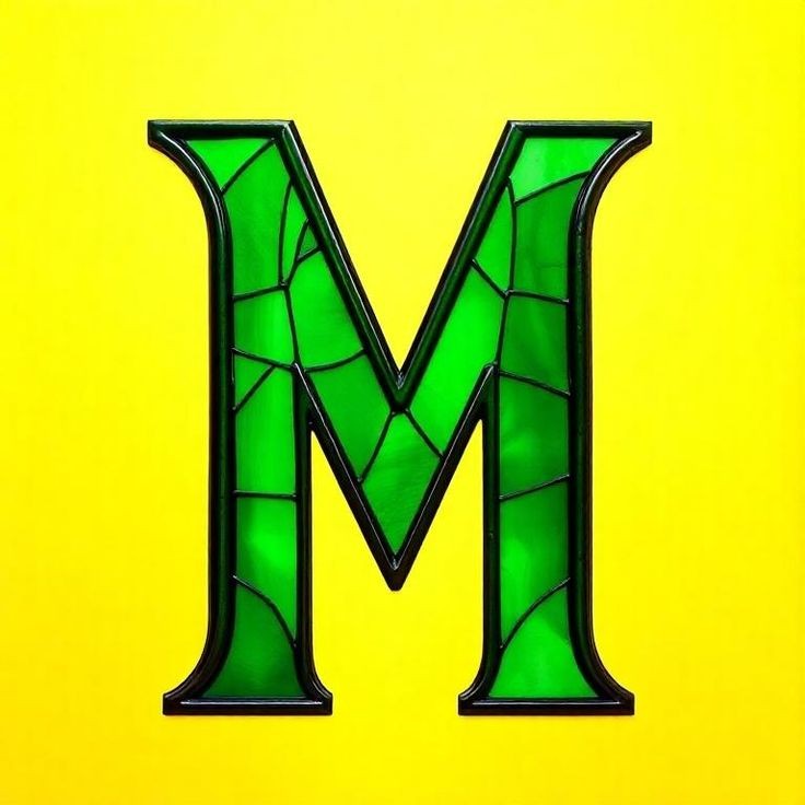 Stained glass green — letter M