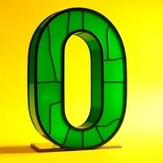 Stained glass green — letter O