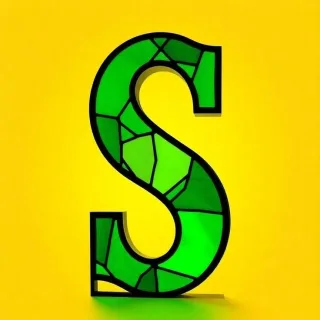 Stained glass green — letter S