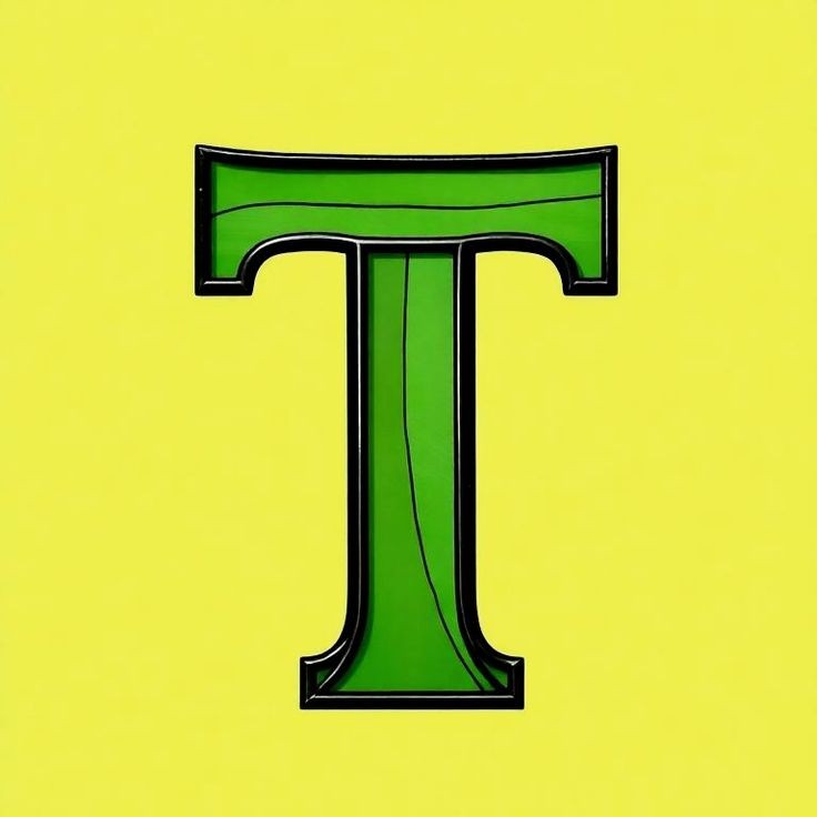 Stained glass green — letter T