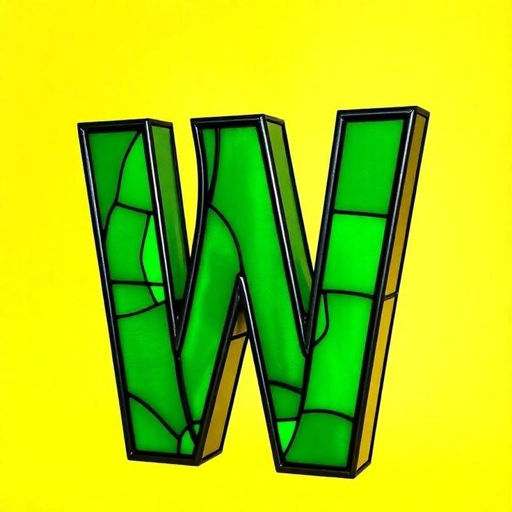 Stained glass green — letter W