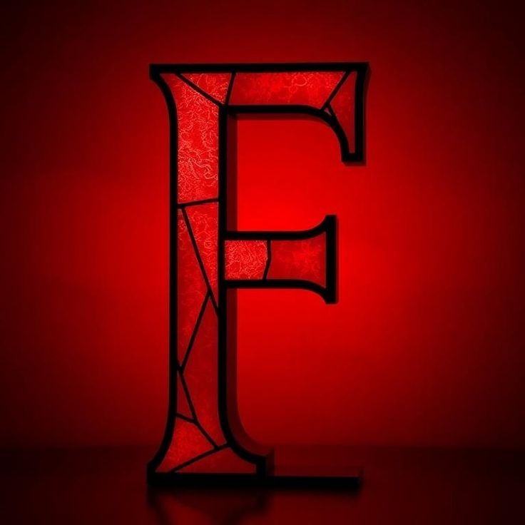 Stained glass red — letter F