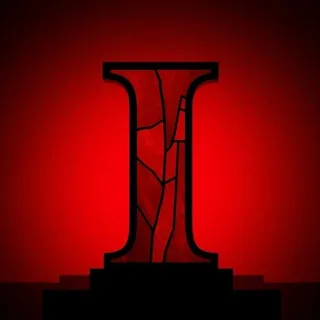 Stained glass red — letter I