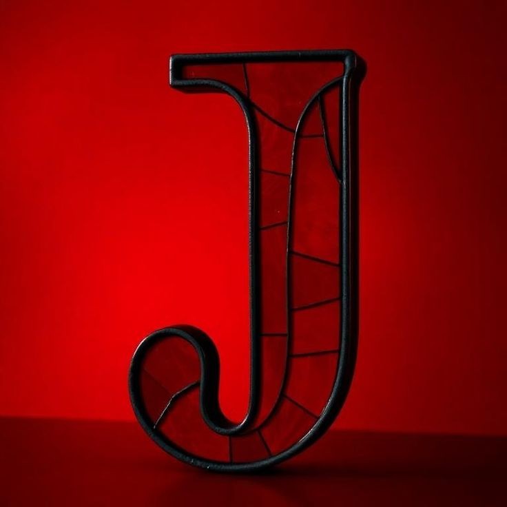 Stained glass red — letter J