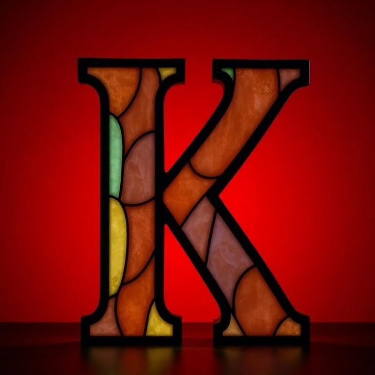 Stained glass red — letter K