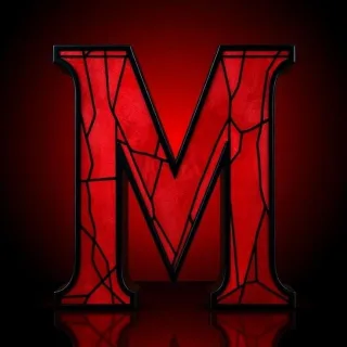 Stained glass red — letter M