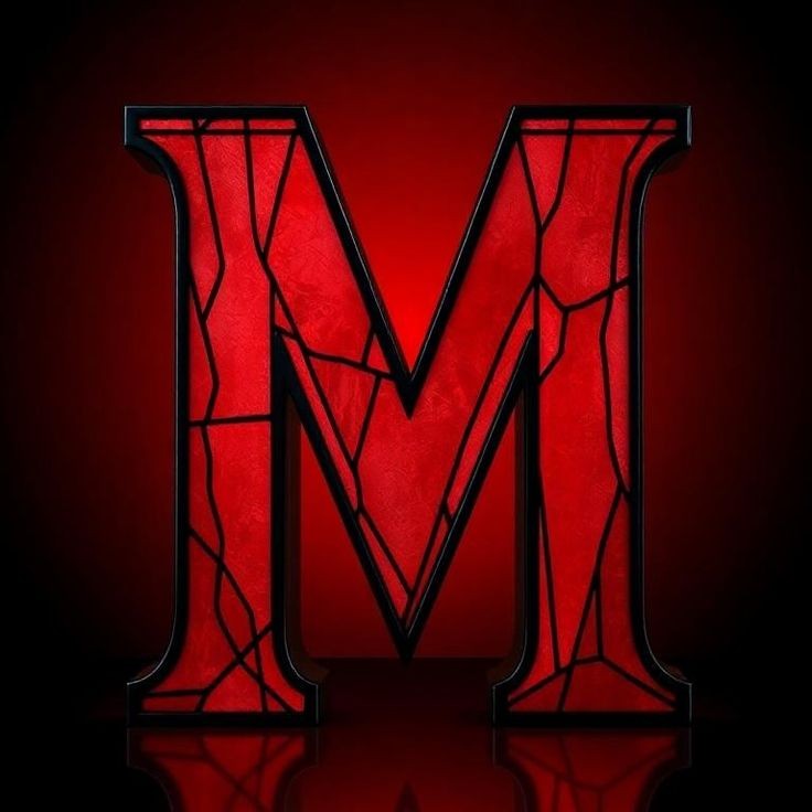 Stained glass red — letter M