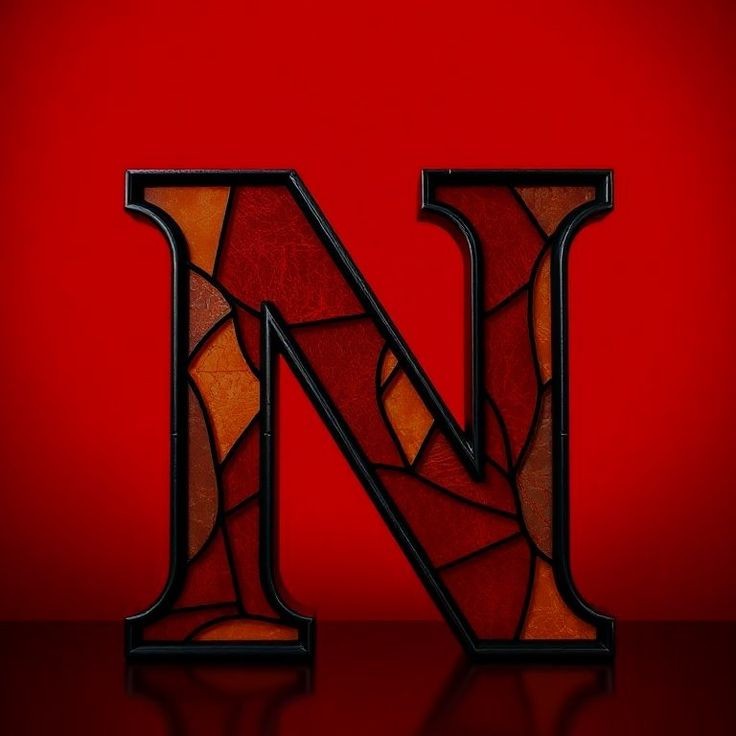 Stained glass red — letter N