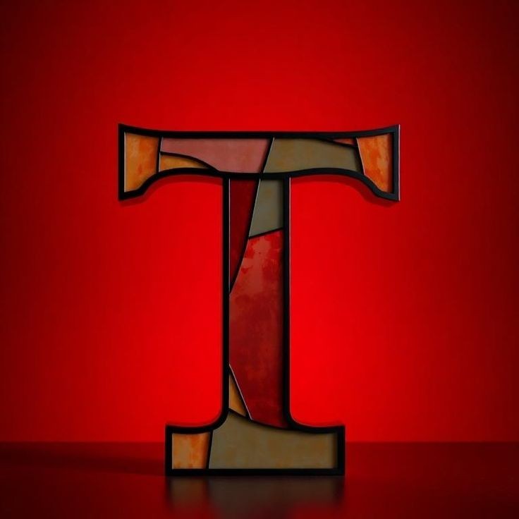 Stained glass red — letter T