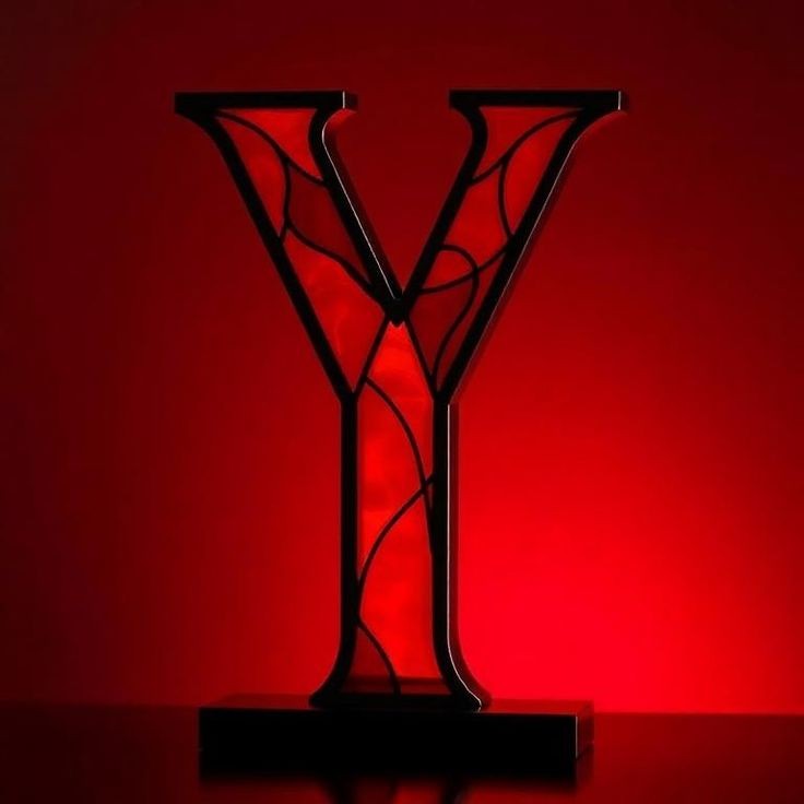 Stained glass red — letter Y