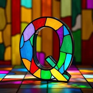 Stained glass — letter Q