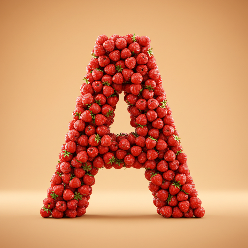 Strawberries 3 — letter A (variant 2)