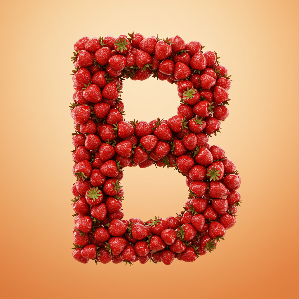 Strawberries 3 — letter B (variant 2)