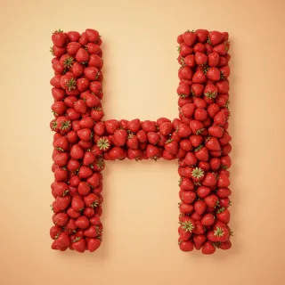 Strawberries 3 — letter H (variant 2)