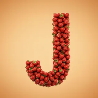 Strawberries 3 — letter J (variant 2)