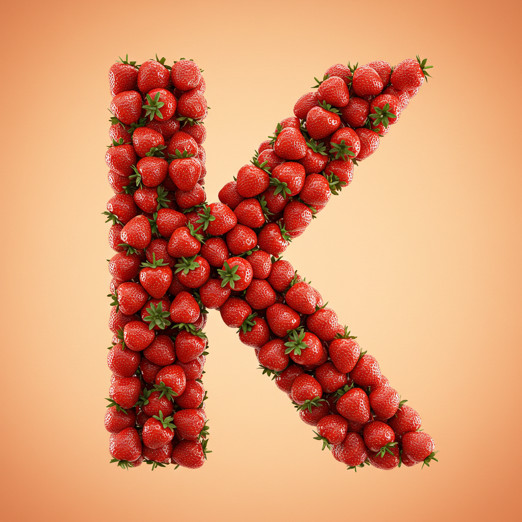 Strawberries 3 — letter K (variant 2)