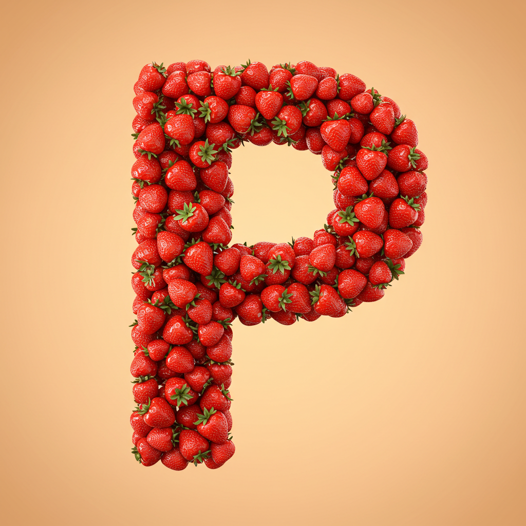 Strawberries 3 — letter P (variant 2)