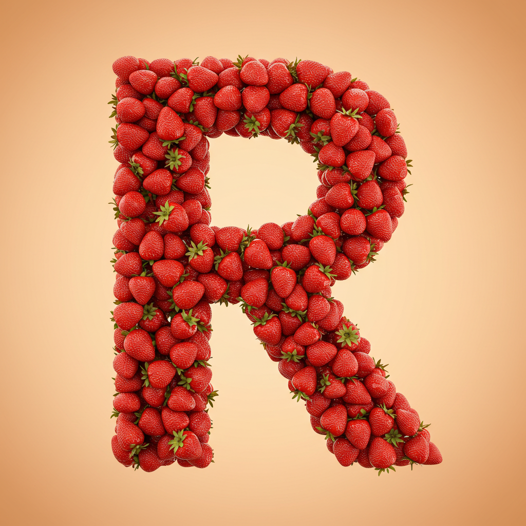 Strawberries 3 — letter R (variant 2)