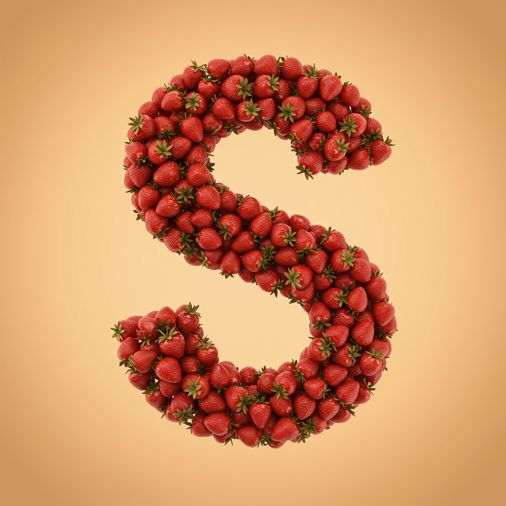 Strawberries 3 — letter S (variant 2)