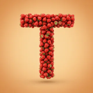 Strawberries 3 — letter T (variant 2)