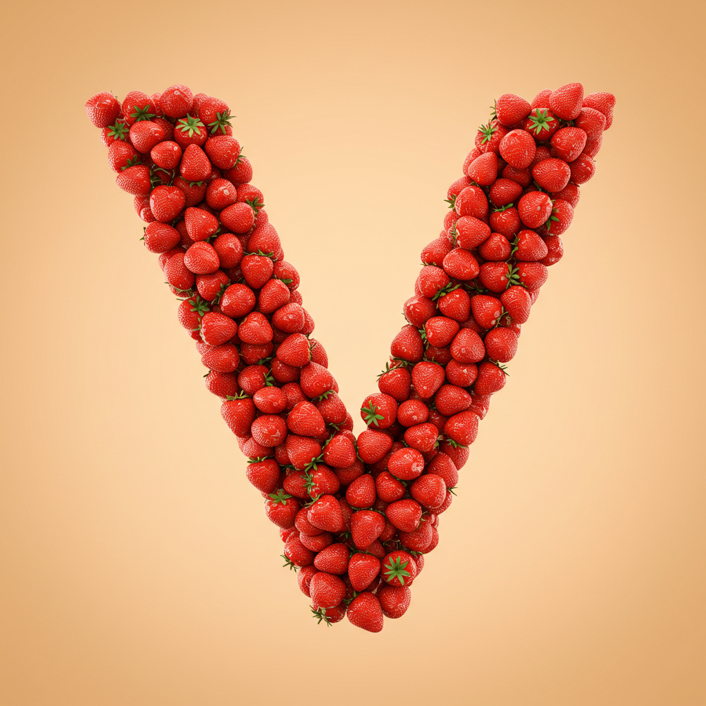 Strawberries 3 — letter V (variant 2)