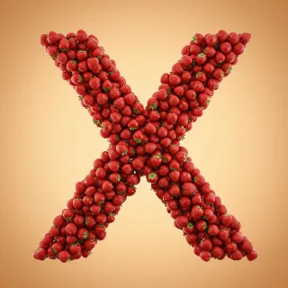Strawberries 3 — letter X (variant 2)