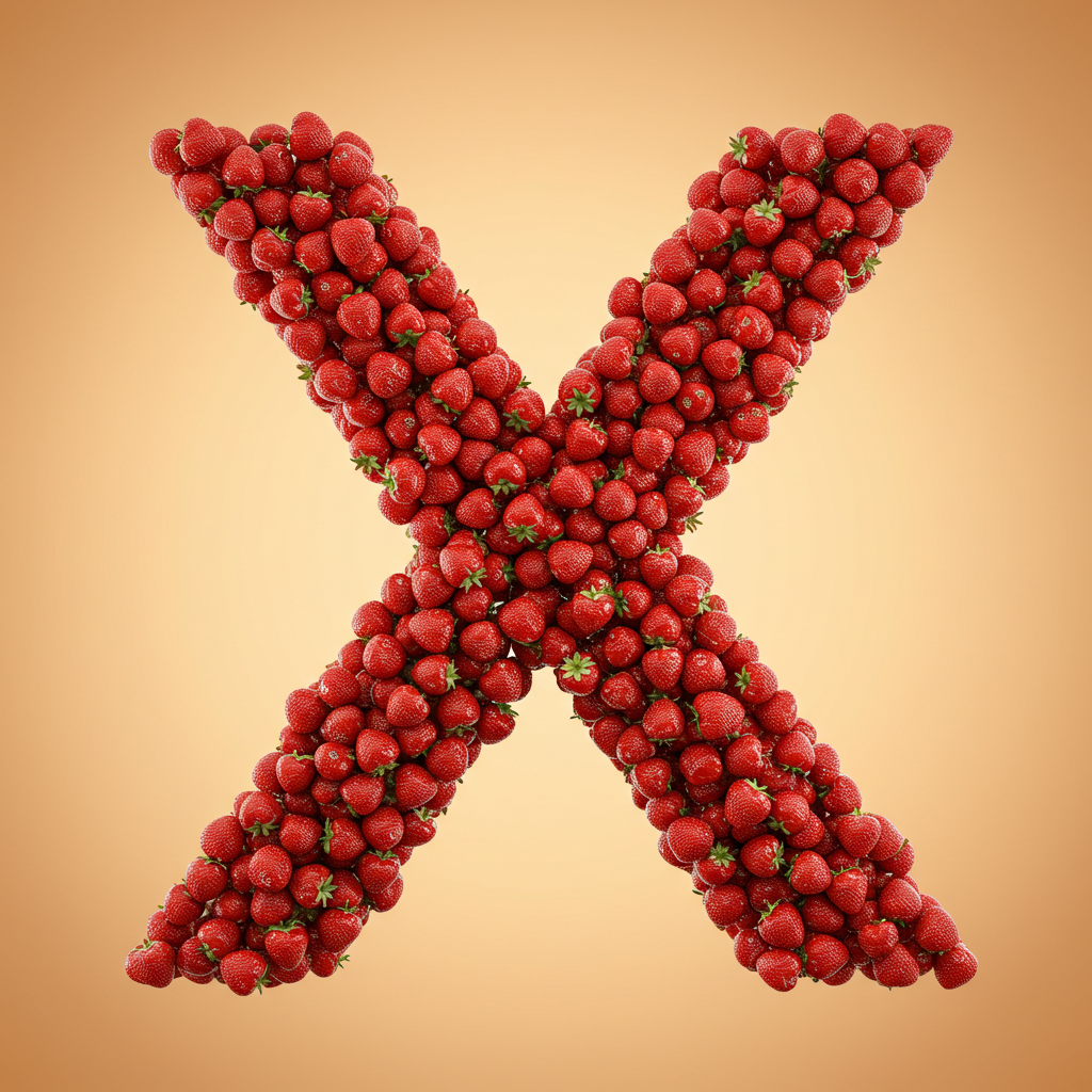 Strawberries 3 — letter X (variant 2)