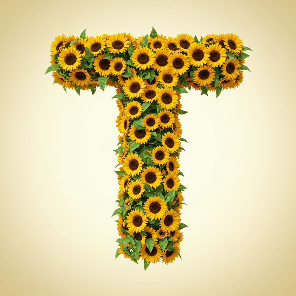 Sunflower 3 — letter T (variant 2)