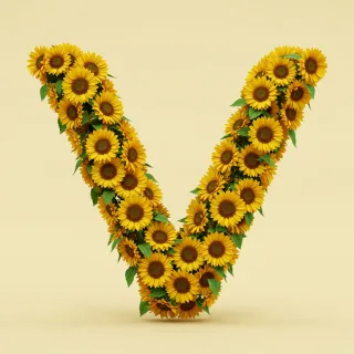 Sunflower 3 — letter V (variant 2)