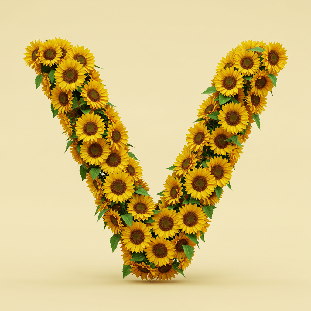Sunflower 3 — letter V (variant 2)