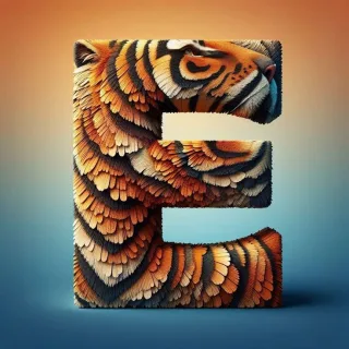 Tiger leather — letter E