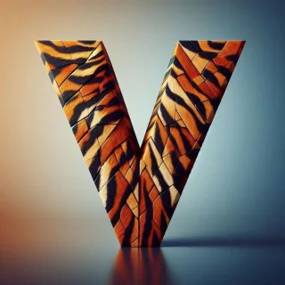 Tiger leather — letter V