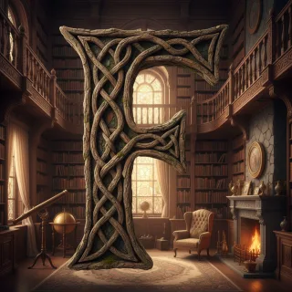 Tree bark — letter F