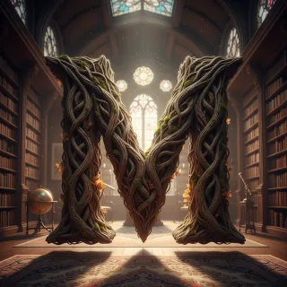 Tree bark — letter M