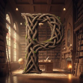 Tree bark — letter P