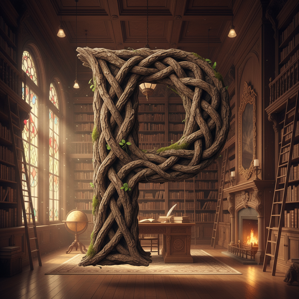 Tree bark — letter P