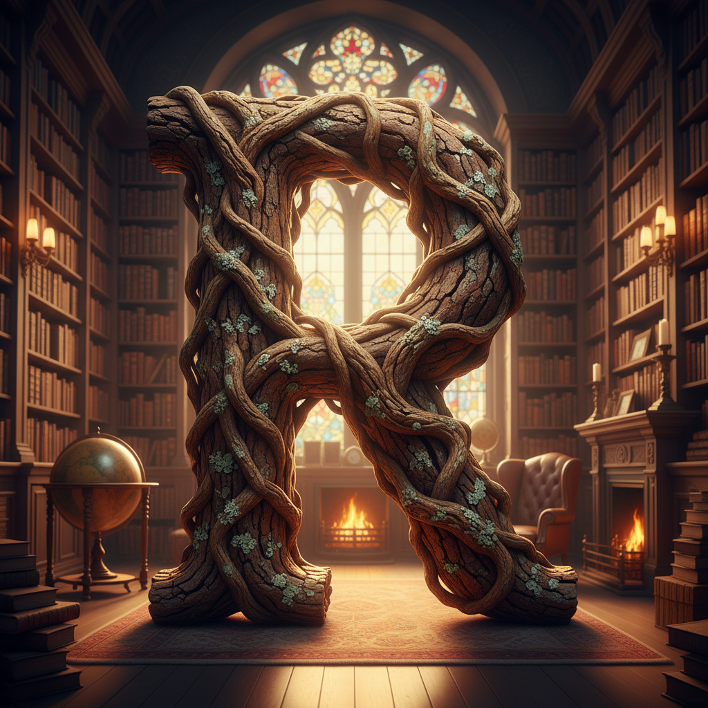 Tree bark — letter R
