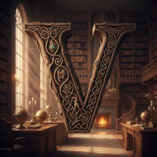 Tree bark — letter V